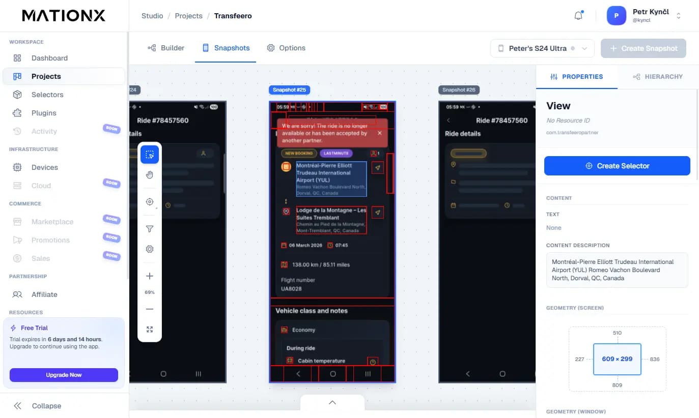 MationX Studio — automation builder interface